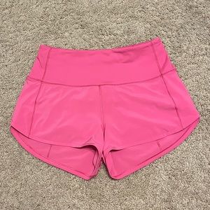 LULULEMON high waisted sonic pink speed up shorts 2.5 inseam